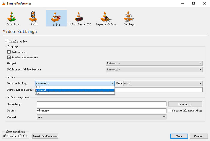 VLC Deinterlacing