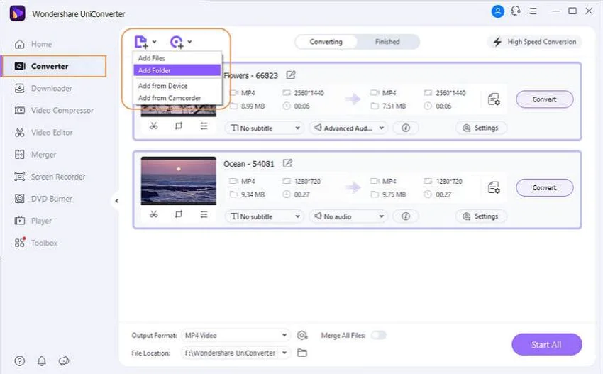 load video in uniconverter