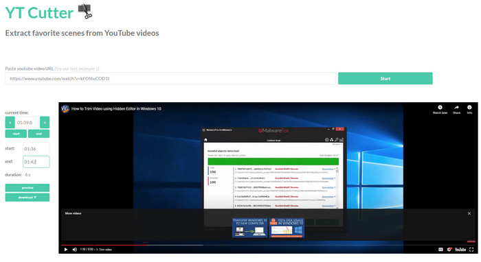 Cut YouTube video online