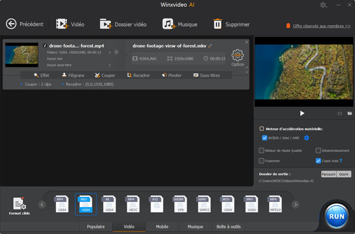 Convertir l'AVI en MKV sur Windows