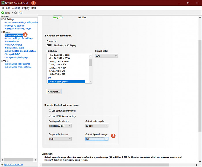 change Dynamic Range to Full