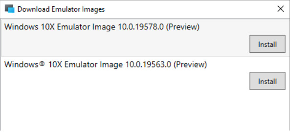 Install Windows 10X Emulator image