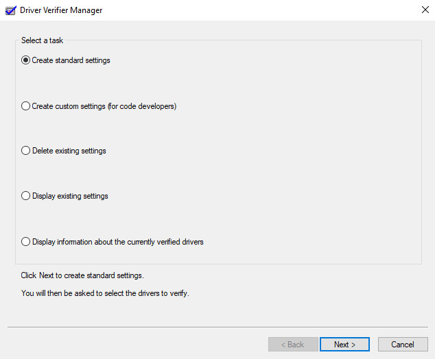Run the Driver Verifier Manager