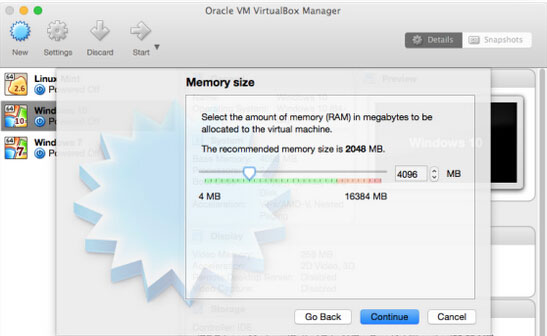 Specify Virtual Machine RAM