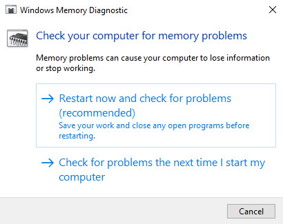 Run Memory Diagnostic Tool