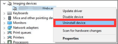 fix camera not working on laptop - Uninstall your camera driver