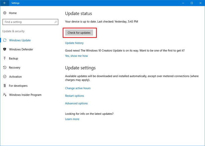 Install Windows 10 Creator Update