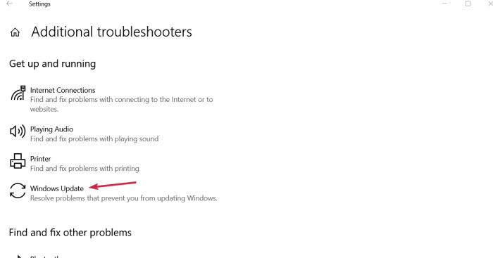 fix error 0x80131500 - run windows update troubleshooter