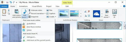 Add Music in Windows 10 Movie Maker