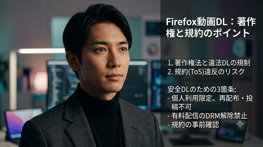 Firefox動画ダウンロード:著作権・利用規約