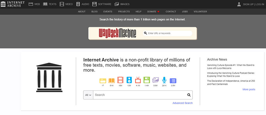 ����_�E�����[�h�T�C�g�FInternet Archive