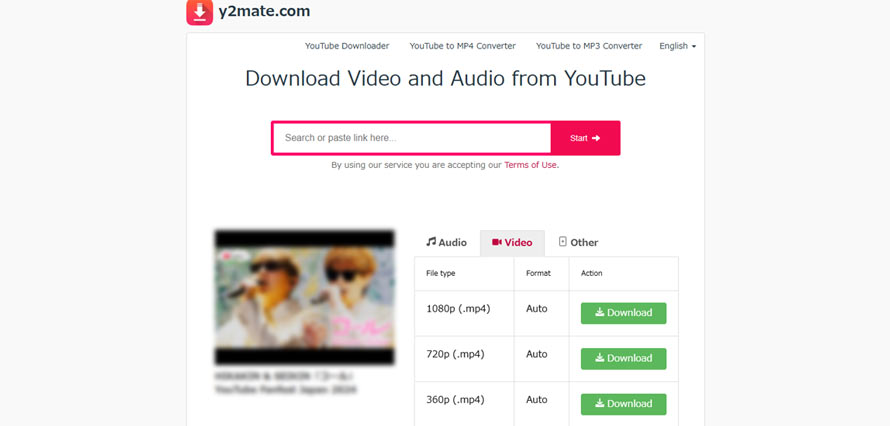 無料なMP4ダウンロードサイト:Y2mate