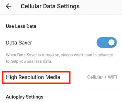 Change your Instagram data setting