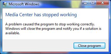 Windows Media Center Not Working Message