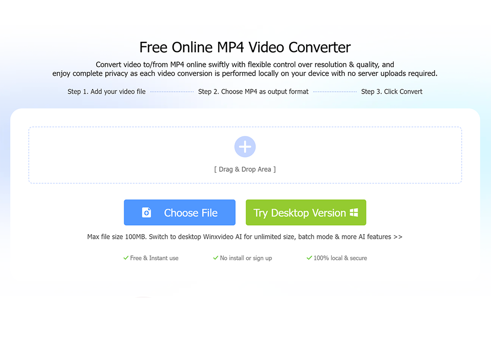 Interface of Online MP4 Video Converter